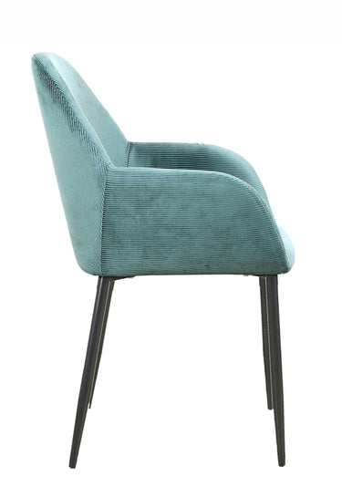 Set 2 Fauteuils velours cotelé, pieds métal Bleu Canard