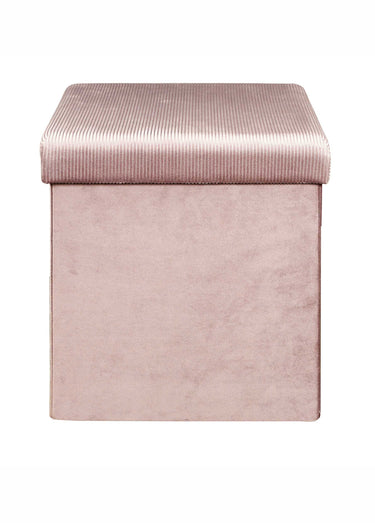 Pouf coffre en velours cotelé GIULIA Rose Poudre