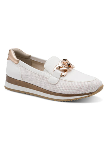 Mocassins compensés multimatières Blanc / Rose gold