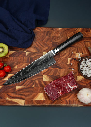 Couteau de chef lame damas + étui, Core Noir