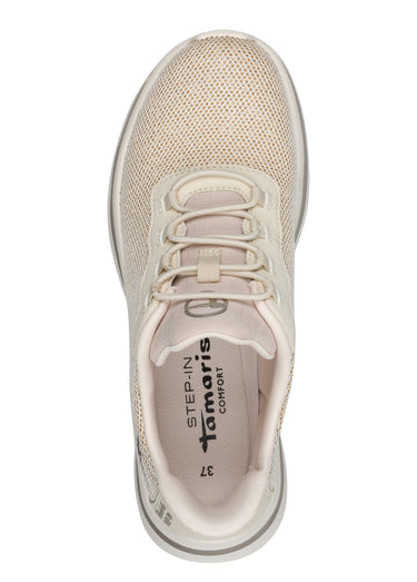 Baskets sportswear compensées en mesh Ivoire