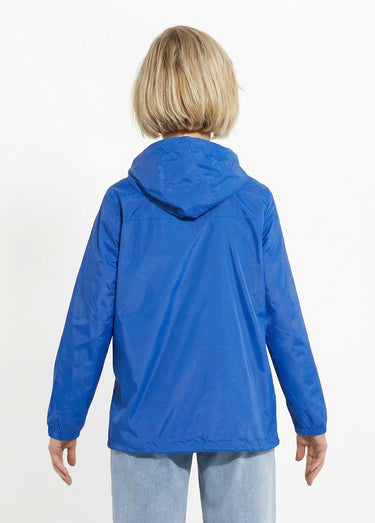 Coupe vent déperlant court uni à capuche Bleu Vif