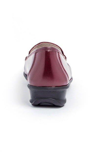 Mocassins compensés cuir patte frangée Bordeaux