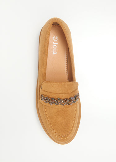 Mocassins détails bijou semelle épaisse Camel