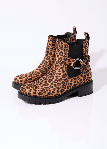Boots plates en suédine motif léopard Leopard