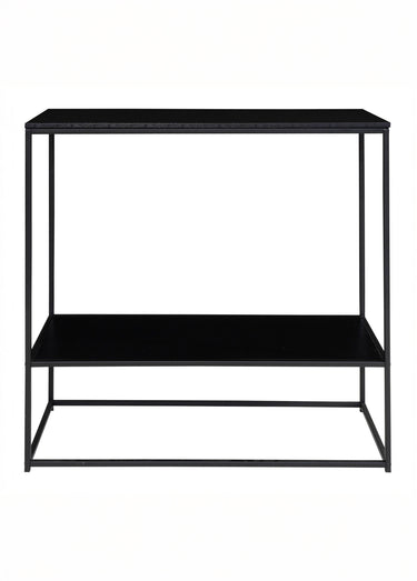 Console épurée 2 niveaux, bois et métal Noir