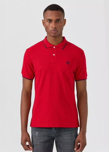 Polo manches courtes détails contrastés Rouge