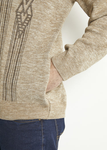 Gilet col V boutonné manches longues laine Chine Beige