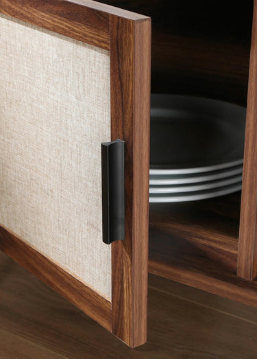 JETSON Meuble TV tissu et effet noyer Bois Fonce