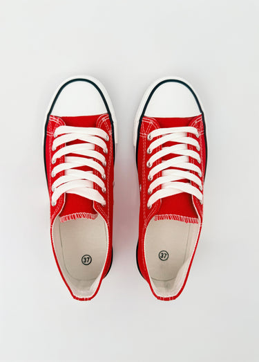 Baskets en toile à lacets inspiration US Rouge