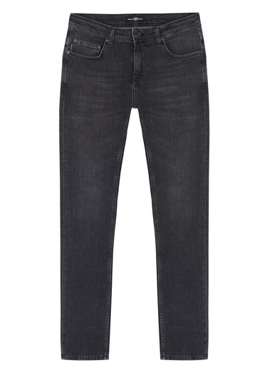 Jean 5 poches en denim, coupe fittée Gris Anthracite