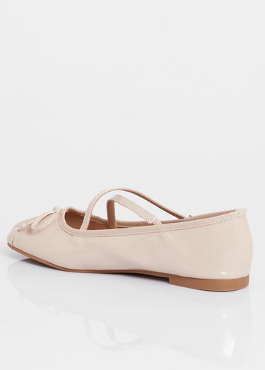 Ballerines vernies avec brides croisées Vernis Beige