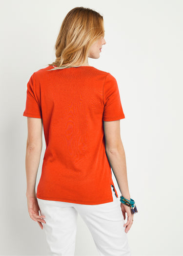 T-shirt droit long manches courtes Orange