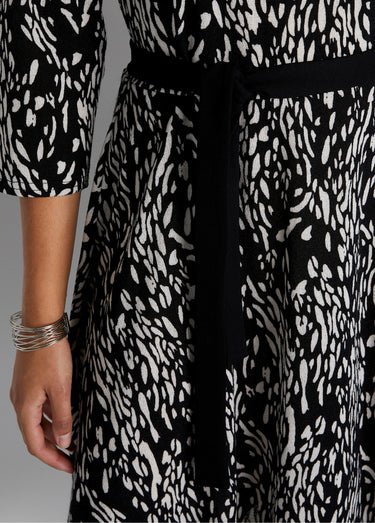 Robe courte maille chaude imprimée Imp Noir/Blanc