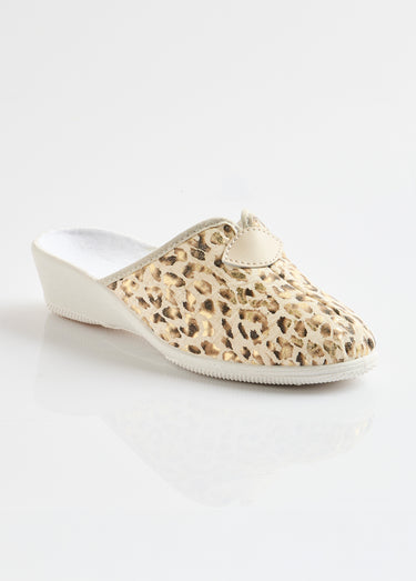 Chaussons mules sabot imprimé léopard Léopard doré