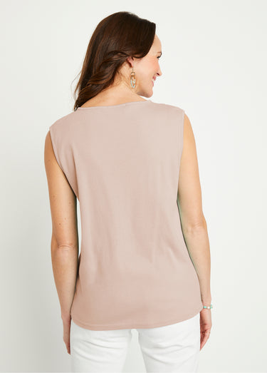 Débardeur macramé coton uni Beige