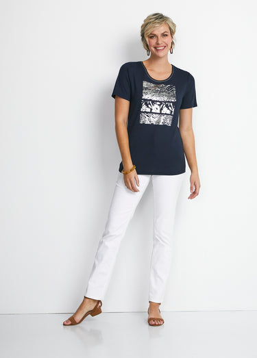 Tee-shirt manches courtes sérigraphie Marine