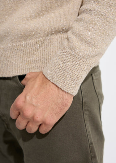 Pull col montant zippé, coupe ajustée Beige