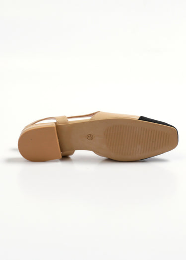 Ballerines bicolores ouvertes au talon Rose Nude