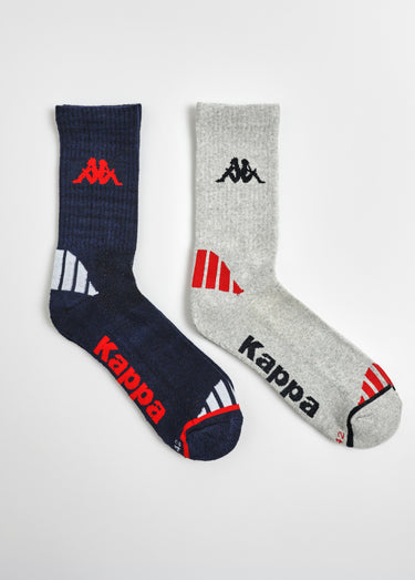 Lot de 2 Chaussettes coton recyclé, foncé Bleu / Gris