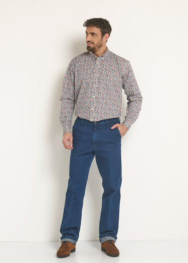 Chemise motif fleuri fantaisie Orange/Bleu