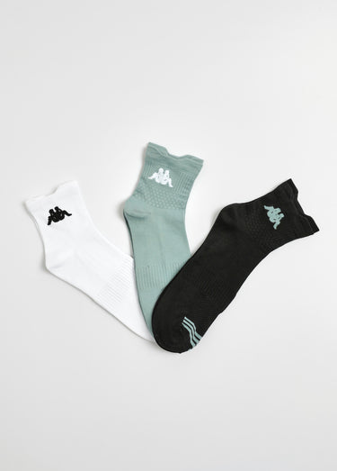 Lot de 3 Chaussettes sport, assorti Vert/Blanc/Noir