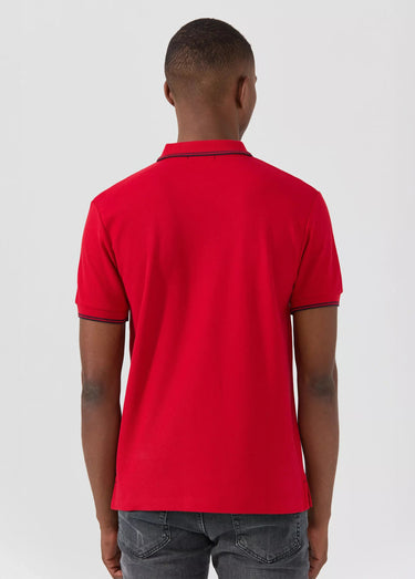 Polo manches courtes détails contrastés Rouge