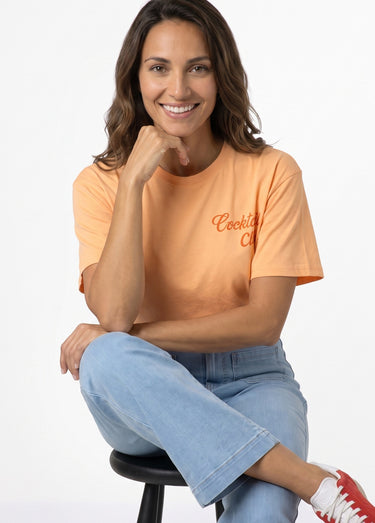 T-shirt col rond print Cocktail Club Orange