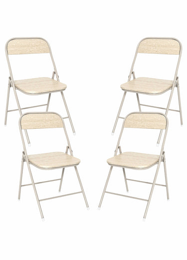 Chaises pliantes métal et effet pierre Blanc/Beige