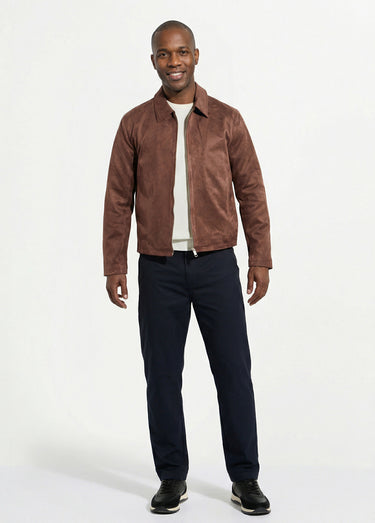 Blouson court zippé en suédine Marron