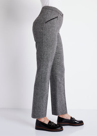 Pantalon droit chevrons ou chiné entrejambe 70 cm Chine Gris