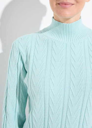 Pull chaud col montant côtelé et torsadé Vert