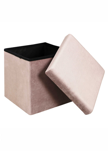 Pouf coffre en velours cotelé GIULIA Rose Poudre