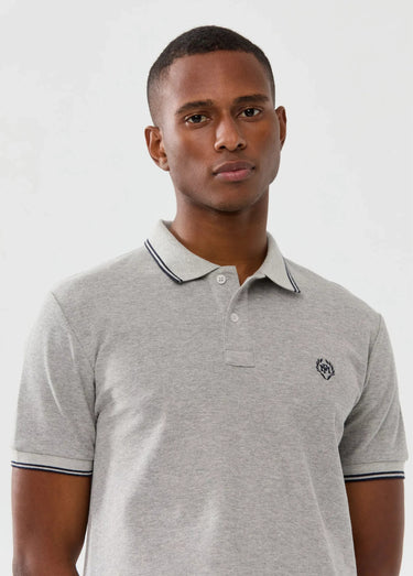 Polo manches courtes détails contrastés Gris