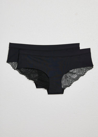 Shortys microfibre, dos dentelle Noir
