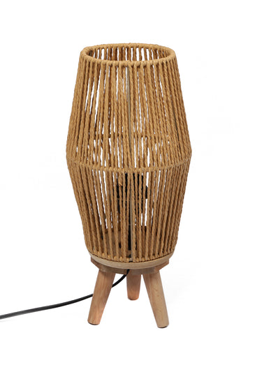 Lampe déco en bois et corde Beige
