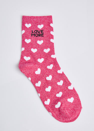 Chaussettes pailletées à message Fuchsia