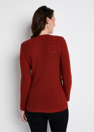 Pull ajouré maille côtelée col rond Epice