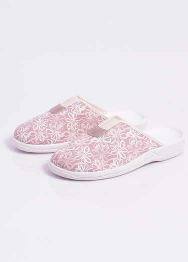 Chaussons mules grande largeur élastiqués Rose