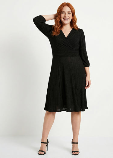 Robe courte pailletée cache-coeur Noir