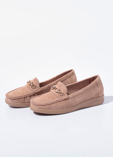 Mocassins compensés souples en suédine Beige