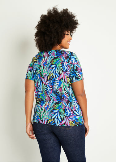 T-shirt manches courtes uni ou imprimé Imprime/Bleu