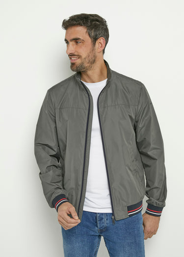 Blouson zippé col montant détails fantaisie Kaki