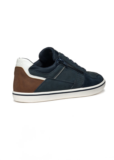 Baskets multimatières lacets et zip Marine