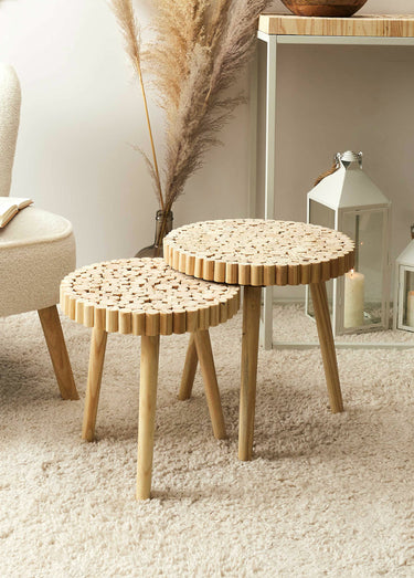 Tables gigognes en rondins de  bois Naturel
