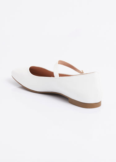 Ballerines babies plates avec bout carré Blanc