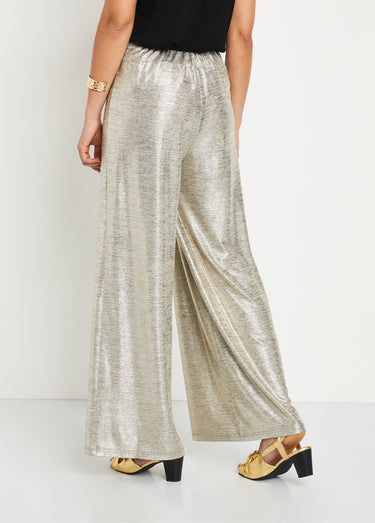 Pantalon large maille brillante taille élastiquée Dore