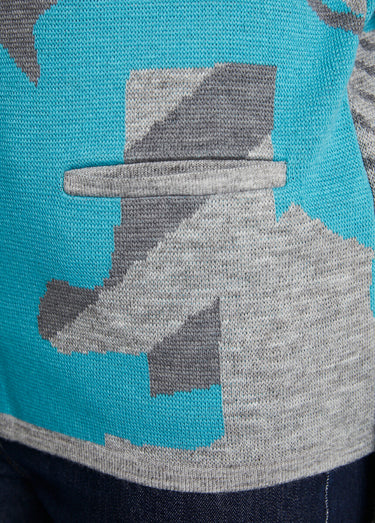 Veste boutonnée jacquard graphique Gris/Vert