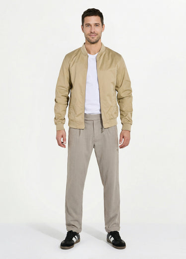Blouson zippé forme Harrington col cotes Beige