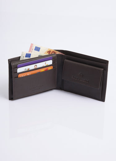 Portefeuille compact multi emplacements Marron